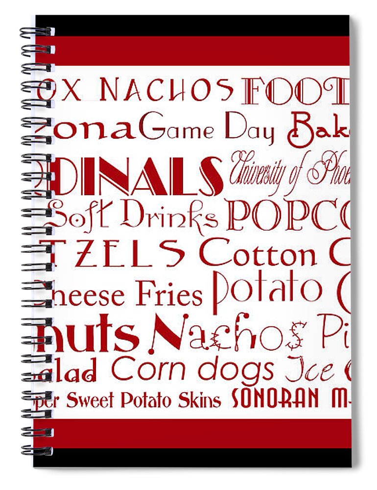 Andee Design Football Spiral Notebook featuring the digital art Arizona Cardinals Game Day Food 2 by Andee Design