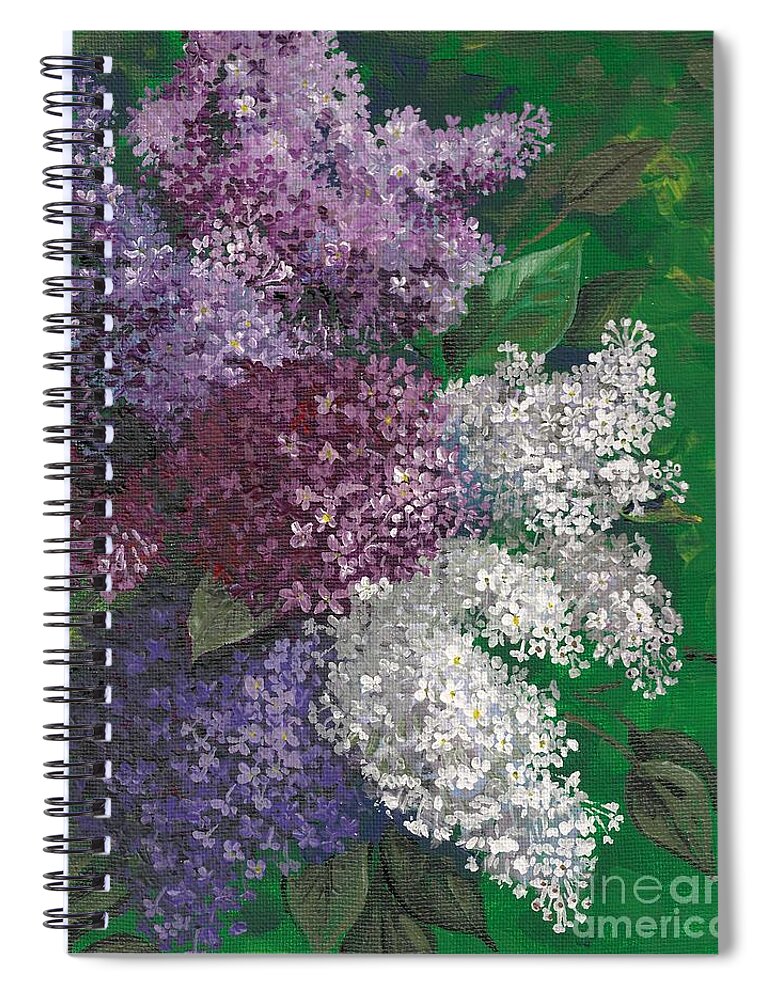 Print Spiral Notebook featuring the painting Aroma of the Lilac by Margaryta Yermolayeva