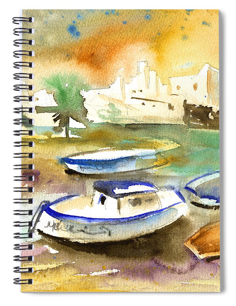 Travel Spiral Notebook featuring the painting Arrecife in Lanzarote 13 by Miki De Goodaboom