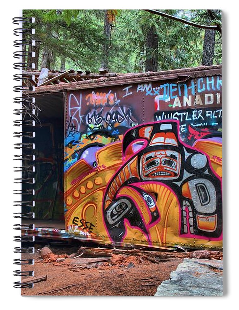 Canadian Train Wreck Spiral Notebook featuring the photograph Artistic Whistler Train Wreckage by Adam Jewell