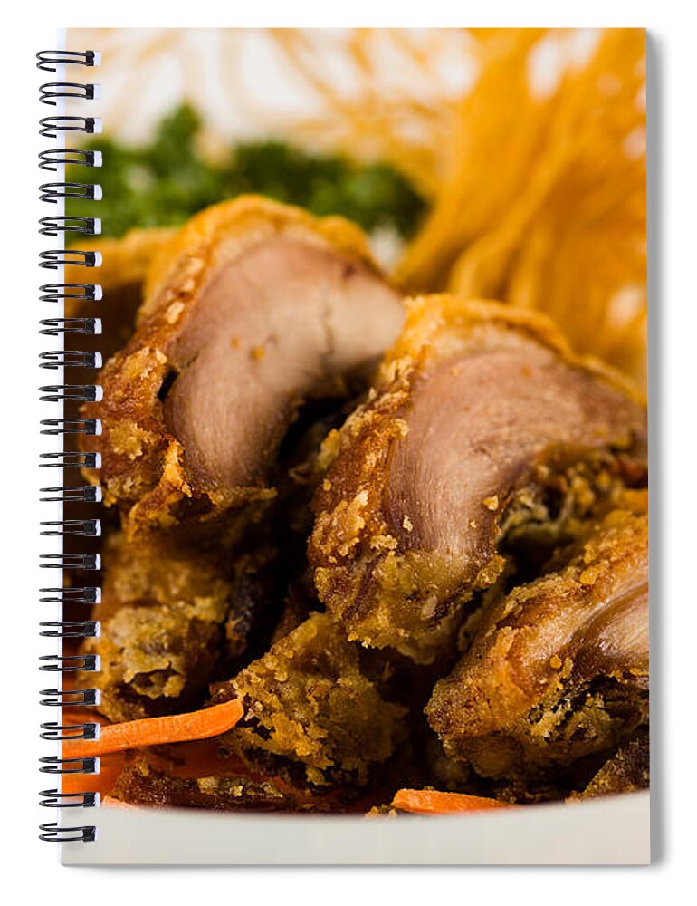 Asian Spiral Notebook featuring the photograph Asian Fried Duck by Raul Rodriguez