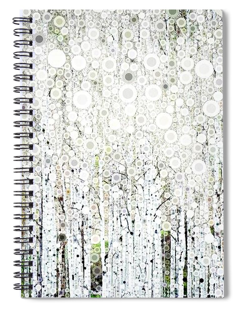 Aspen Spiral Notebook featuring the digital art Aspens in the Spring by Linda Bailey