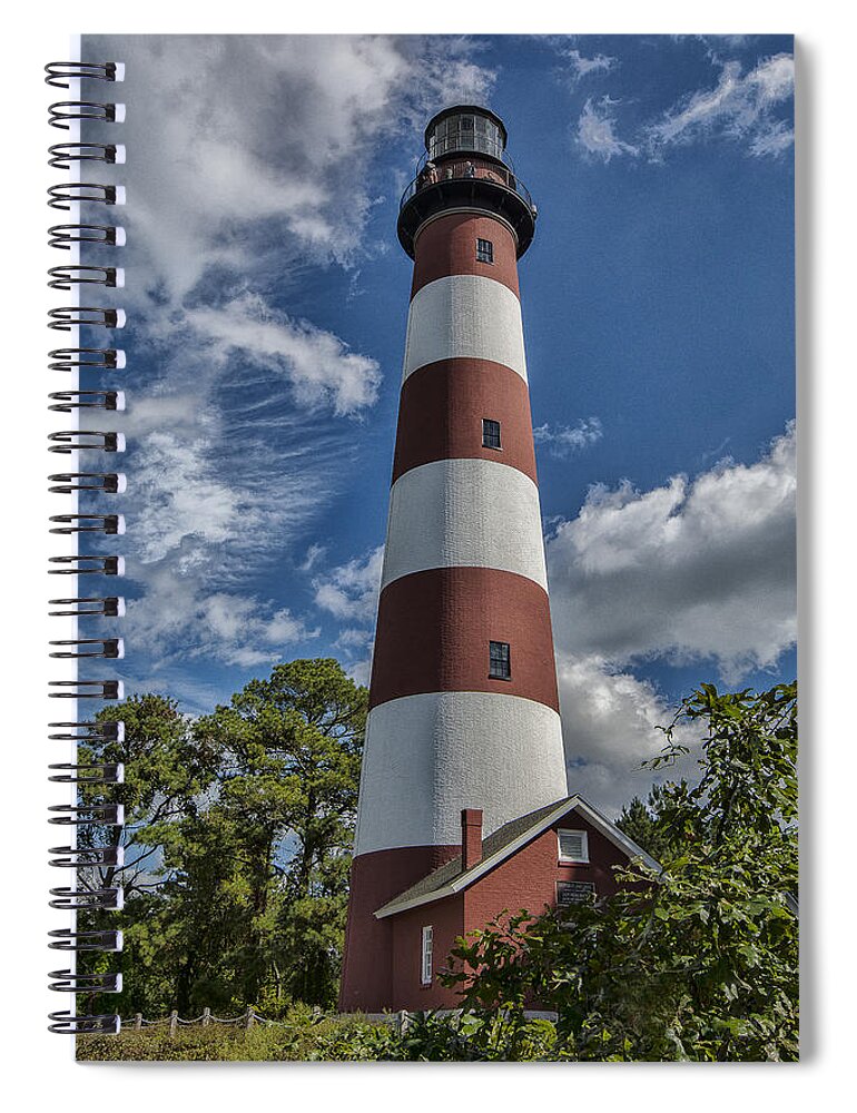 Clouds Spiral Notebook featuring the photograph Assateague Lighthouse by Erika Fawcett