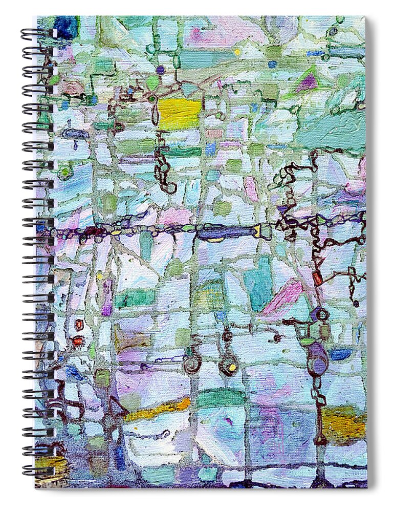 Abstract Spiral Notebook featuring the painting Associations by Regina Valluzzi