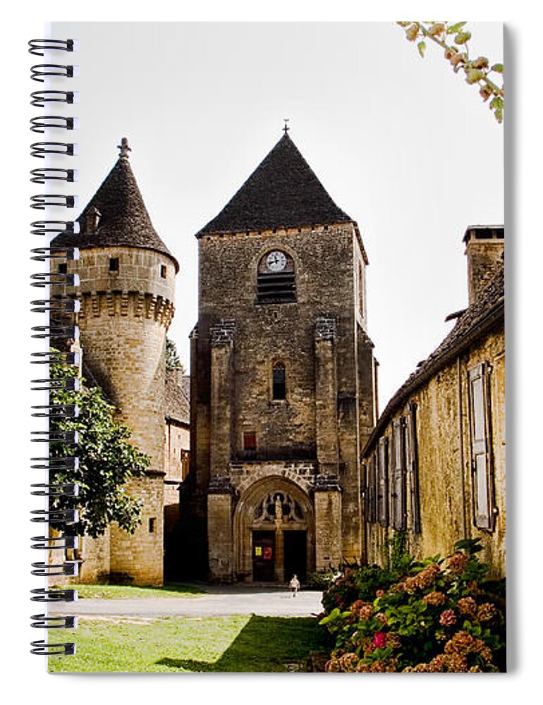 Saint Genies Spiral Notebook featuring the photograph Asymmetric Tower and church of Saint Genies Perigord by Weston Westmoreland