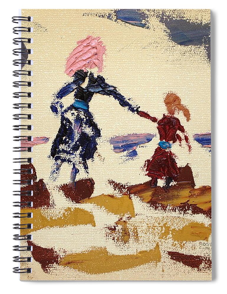 Oil Spiral Notebook featuring the painting At the Beach by Roger Cummiskey