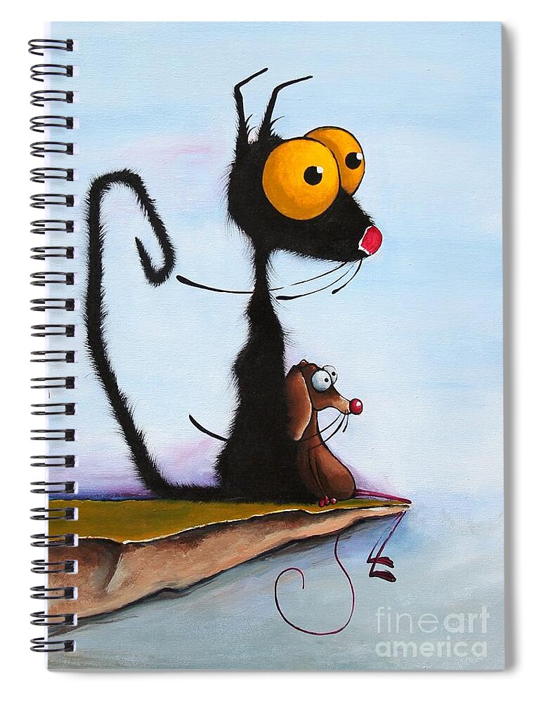 Cat Spiral Notebook featuring the painting At the Edge of Reason by Lucia Stewart