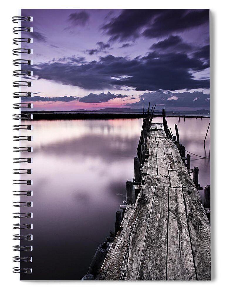 Pier Spiral Notebook featuring the photograph At the end by Jorge Maia