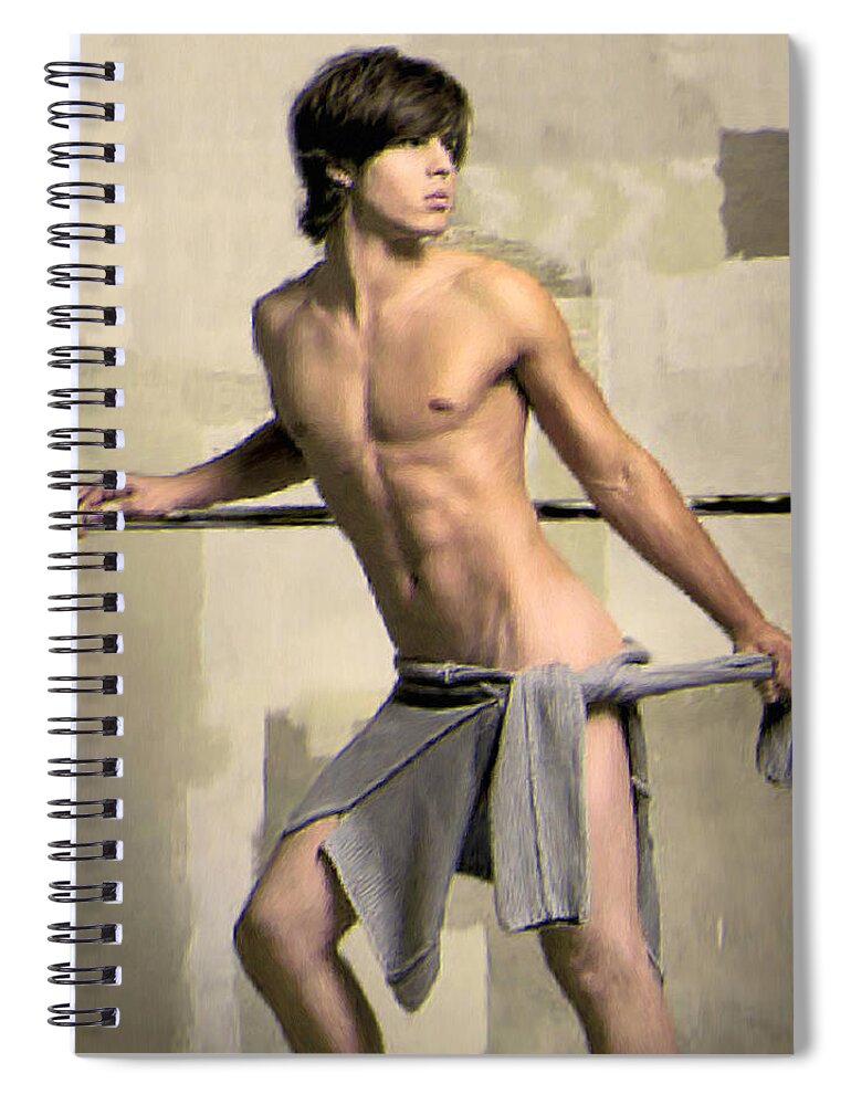 Ancient Greece Spiral Notebook featuring the painting At the Palaistra by Troy Caperton