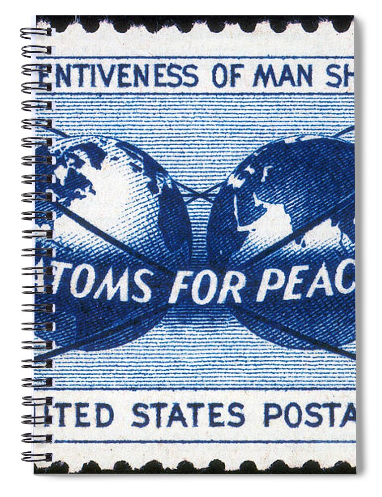Philately Spiral Notebook featuring the photograph Atoms For Peace, U.s. Postage Stamp by Science Source