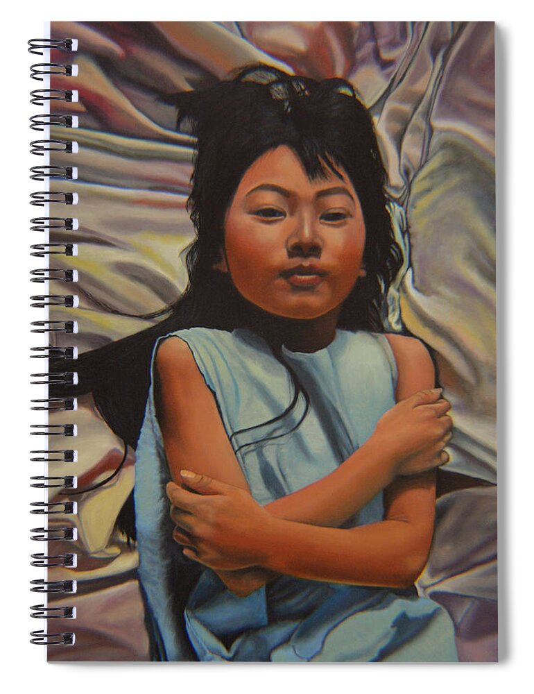 Children Paintings Spiral Notebook featuring the painting Attitude by Thu Nguyen