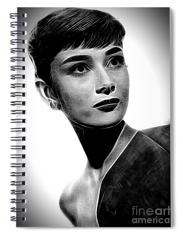 Audrey Hepburn Spiral Notebook featuring the photograph Audrey Hepburn - Black and White by Doc Braham