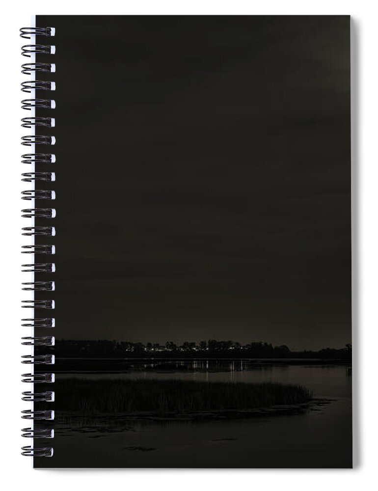 Full Moon Spiral Notebook featuring the photograph August Full Moon Over Lake Wausau by Dale Kauzlaric