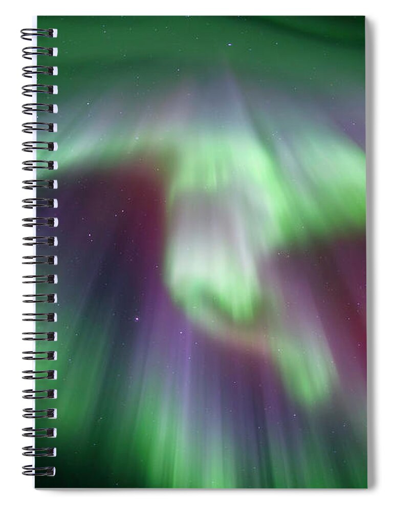 Scenics Spiral Notebook featuring the photograph Aurora Borealis Corona With Blurred by Justinreznick