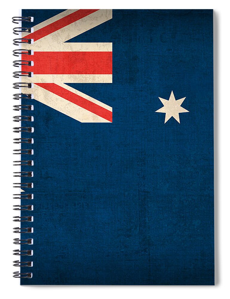Australia Flag Vintage Distressed Finish Outback Australian Sydney Brisbane Pacific Continent Country Nation Australian Spiral Notebook featuring the mixed media Australia Flag Vintage Distressed Finish by Design Turnpike