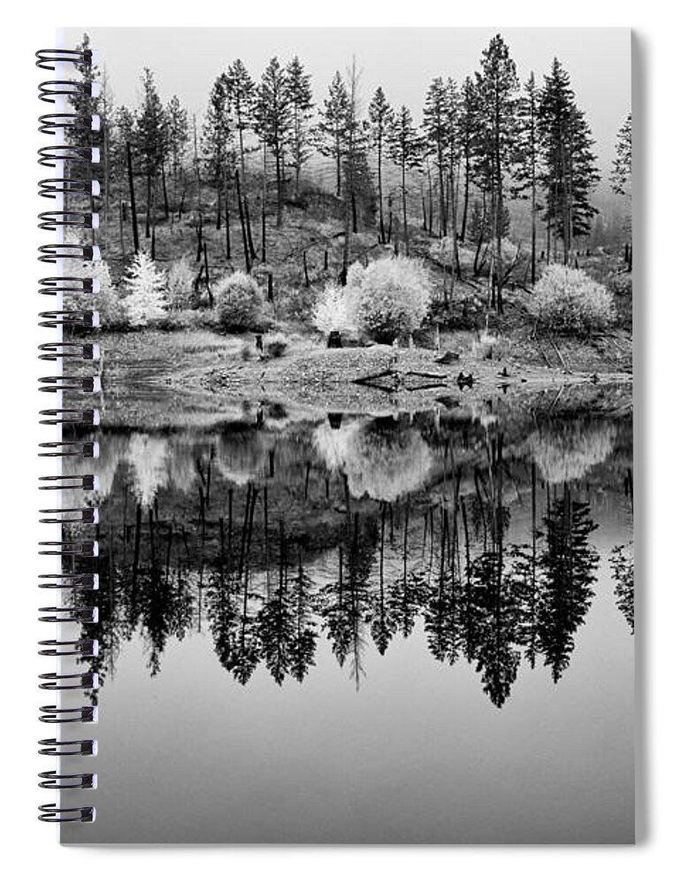 British Columbia Spiral Notebook featuring the photograph Autumn Reflection Black and White by Allan Van Gasbeck