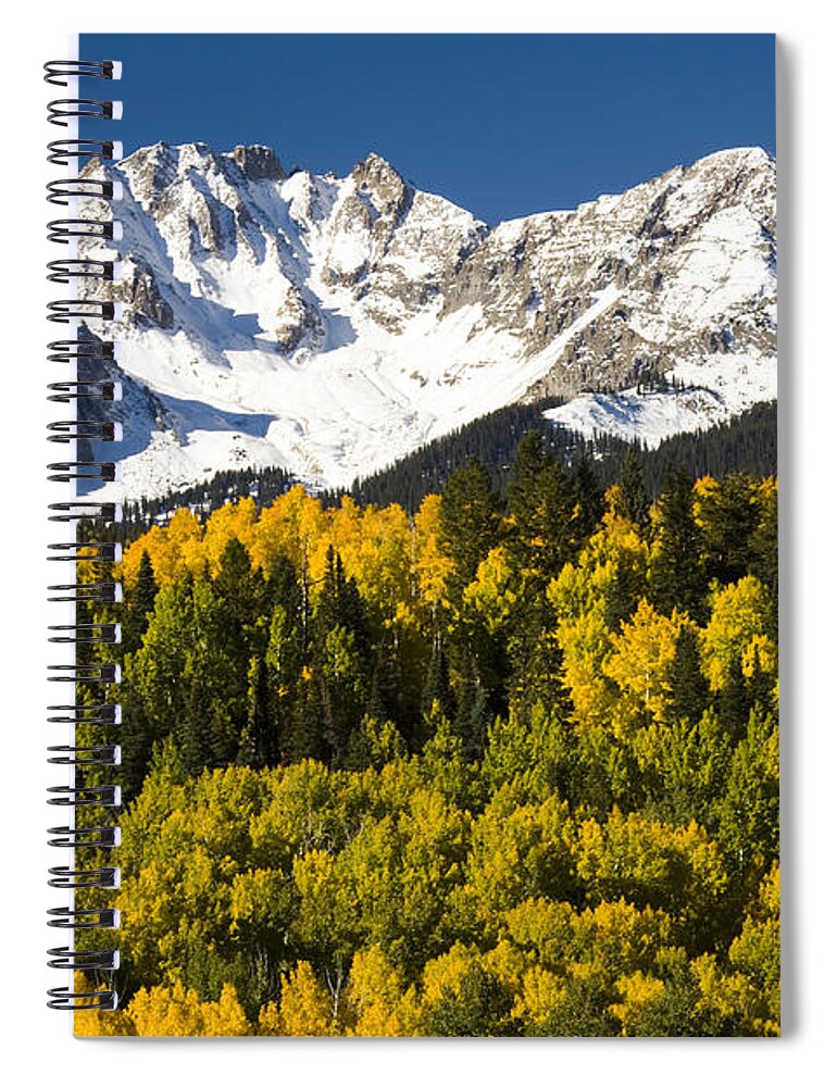 Feb0514 Spiral Notebook featuring the photograph Autumn And Snow Covered Peaks North by Tom Vezo