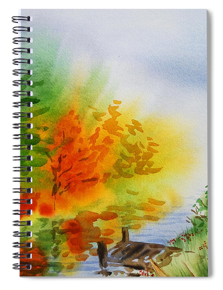 Autumn Spiral Notebook featuring the painting Autumn Burst Of Fall Impressionism by Irina Sztukowski