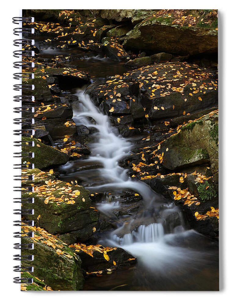 Chesterfield Gorge Spiral Notebook featuring the photograph Autumn Cascade at Chesterfield Gorge - New Hampshire by Juergen Roth
