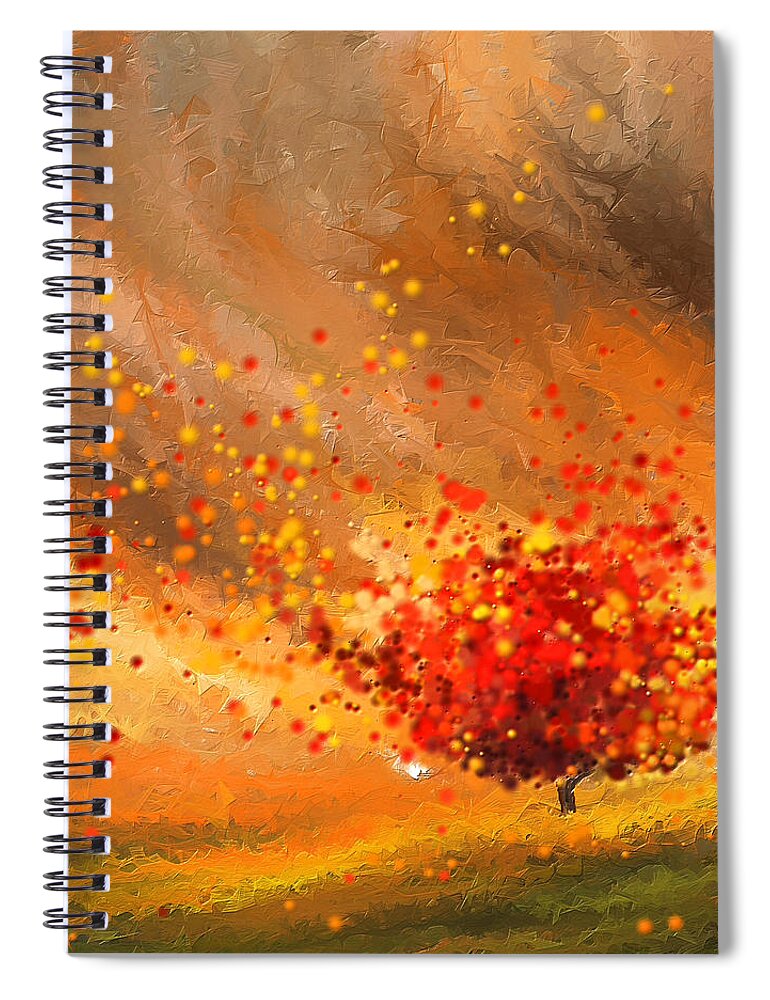 Four Seasons Spiral Notebook featuring the painting Autumn-Four Seasons- Four Seasons Art by Lourry Legarde