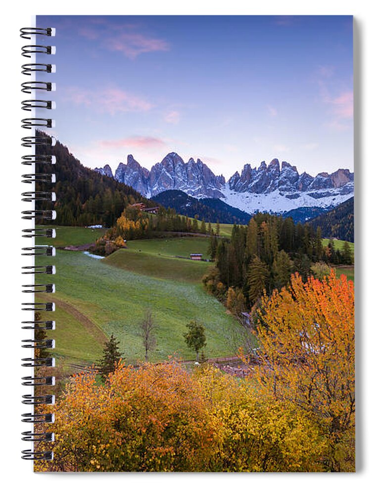 Autumn Spiral Notebook featuring the photograph Autumn in the Dolomites mountains - Italy by Matteo Colombo