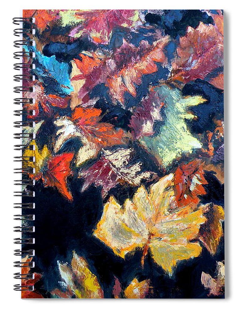 Autumn Leaves Spiral Notebook featuring the painting Autumn leaves by Uma Krishnamoorthy