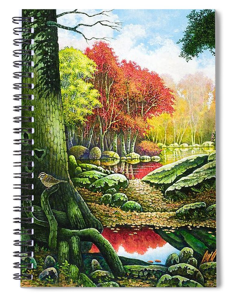 Autumn Spiral Notebook featuring the painting Autumn Morning in the Forest by Michael Frank