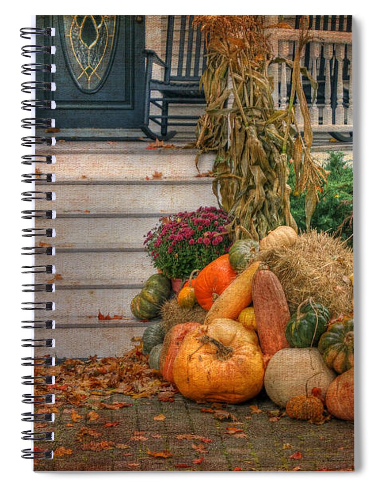 Autumn Spiral Notebook featuring the photograph Autumn On The Porch by David Birchall