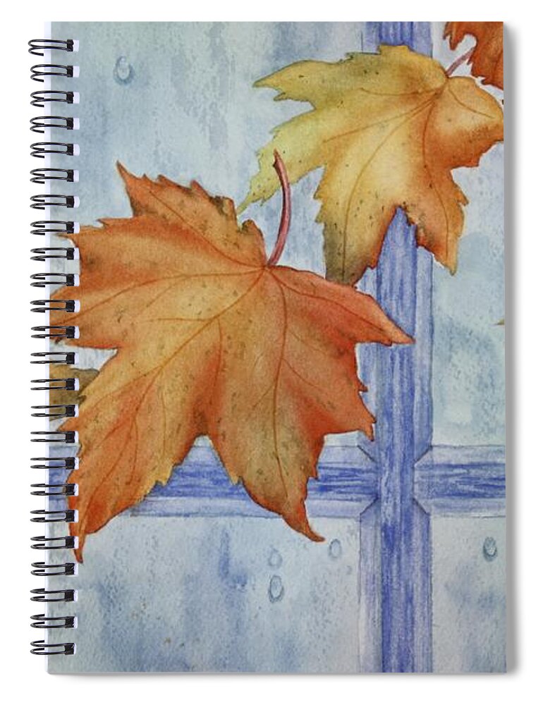 Canadian Maple Leaves Spiral Notebook featuring the painting Autumn Rain by Heather Gallup