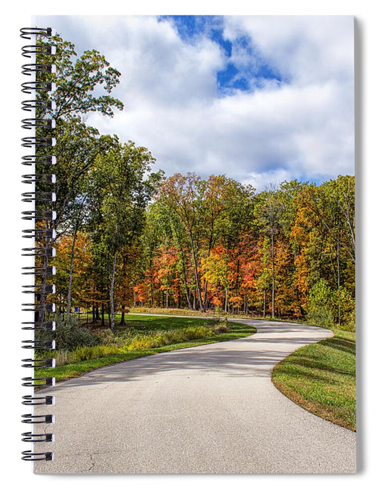 Autumn Spiral Notebook featuring the photograph Autumn Road by Bill and Linda Tiepelman