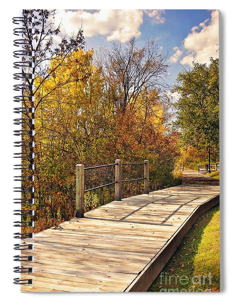 Autumn Picture Spiral Notebook featuring the photograph Autumn Stroll Fall Portrait by Gwen Gibson