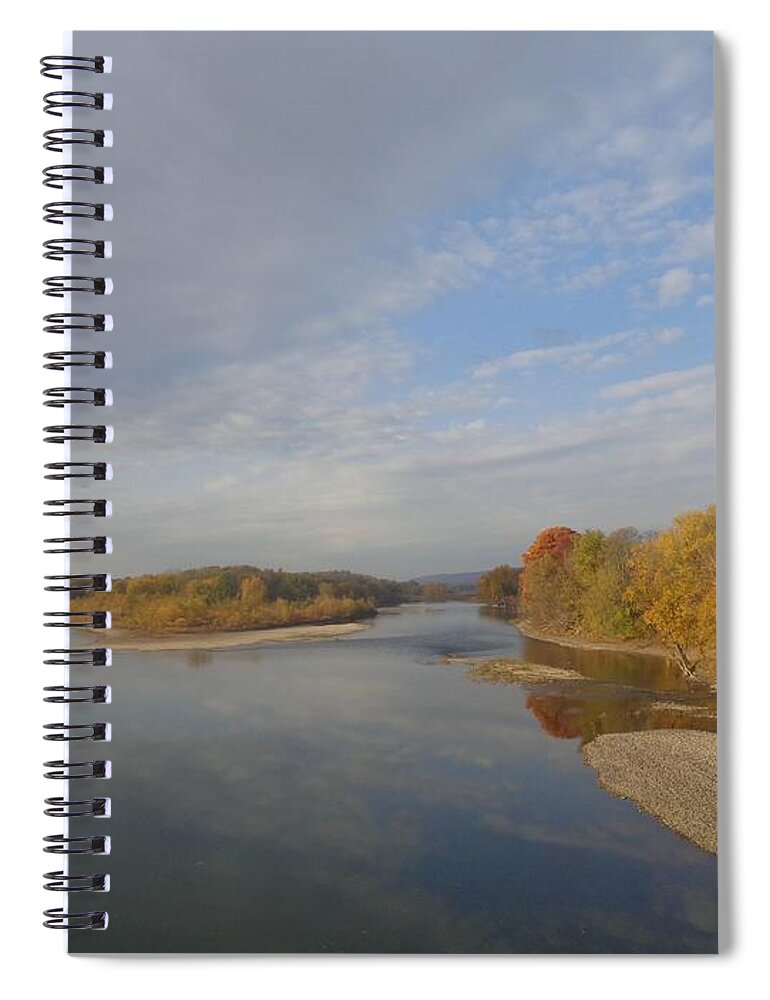 Drama Spiral Notebook featuring the photograph Autumn Sun at the River by Christina Verdgeline