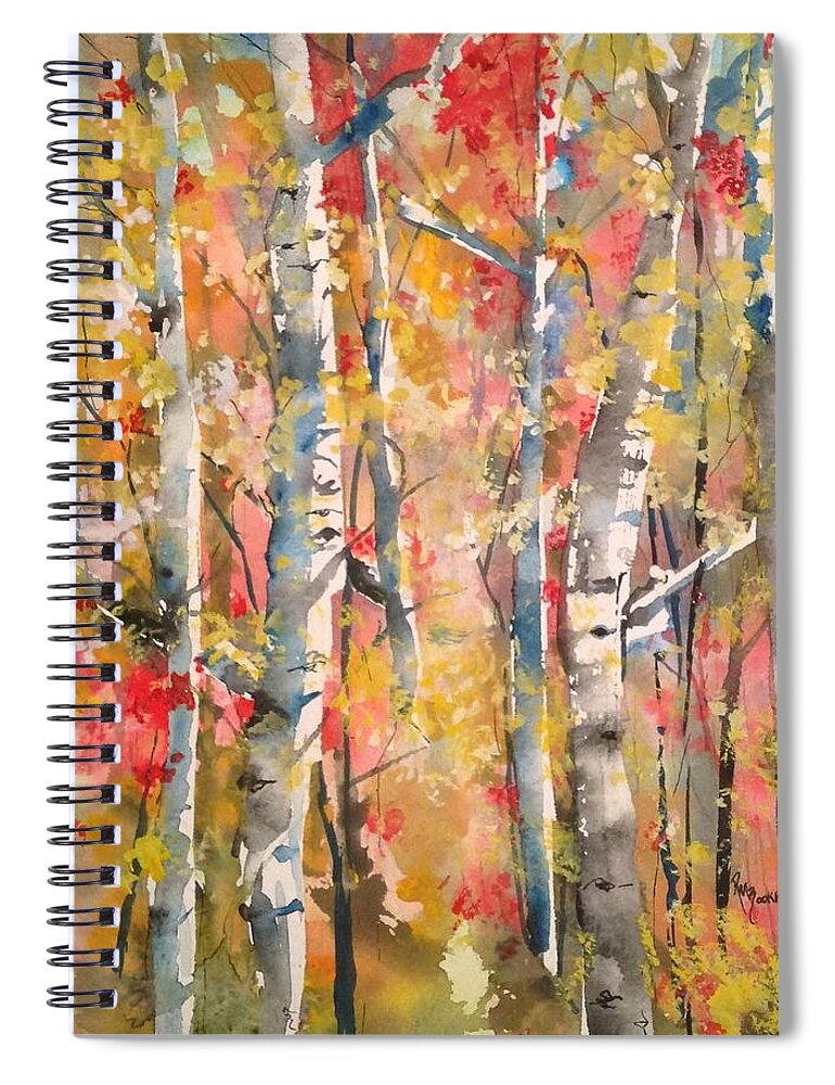 Autumn Spiral Notebook featuring the painting Autumn Trees by Robin Miller-Bookhout