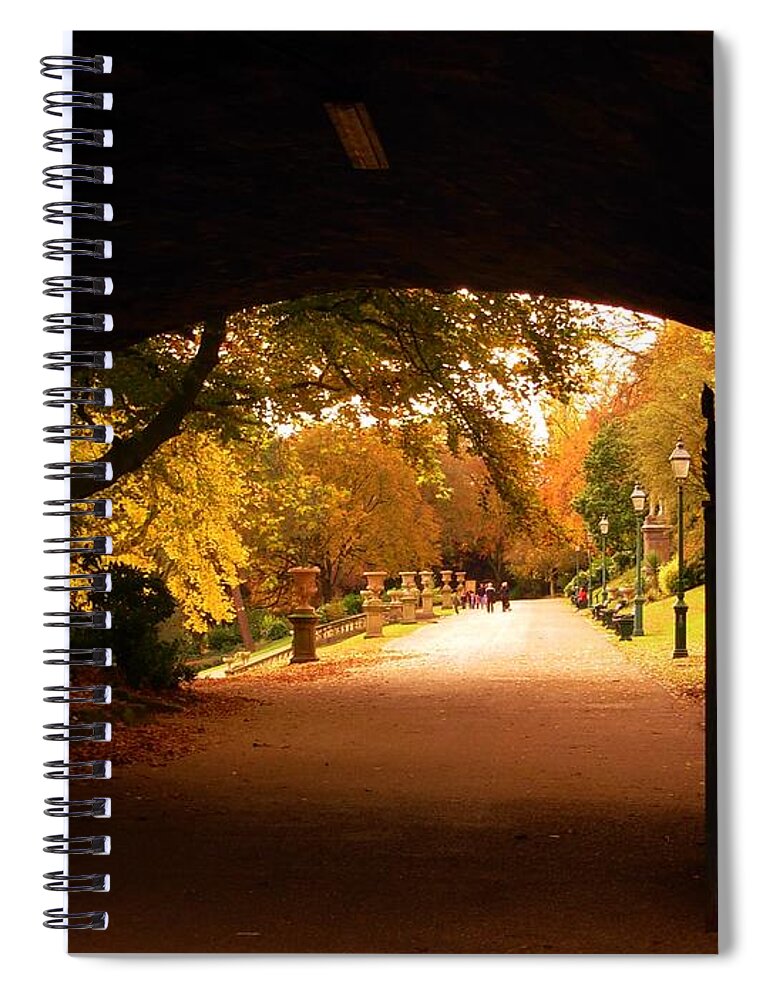 Bridge Spiral Notebook featuring the photograph Autumn View Under The Bridge by Joan-Violet Stretch