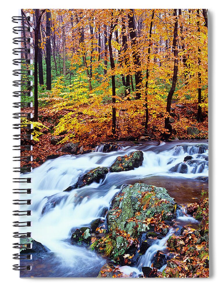 Water's Edge Spiral Notebook featuring the photograph Autumn Waterfall In New York P by Ron thomas
