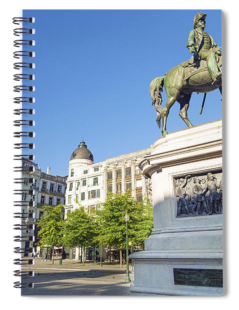Architecture Spiral Notebook featuring the photograph Avenida Dos Aliados Square In Porto Portugal by JM Travel Photography