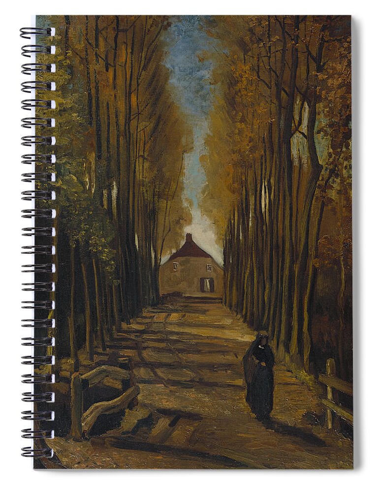 Vincent Van Gogh Spiral Notebook featuring the painting Avenue Of Poplars In Autumn by Vincent Van Gogh