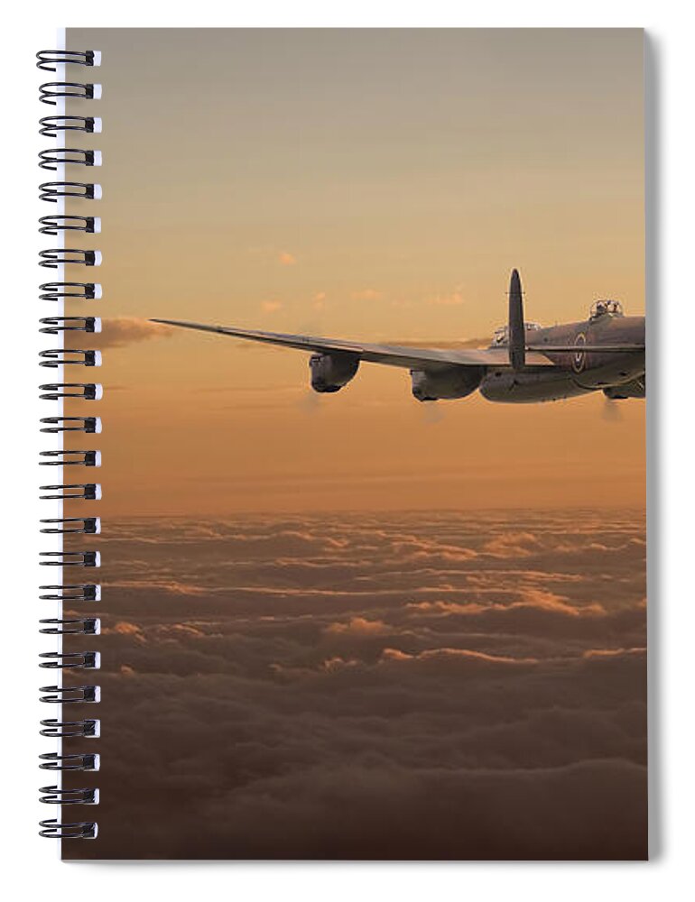 Aircraft Spiral Notebook featuring the digital art Avro Lancaster - Homeward by Pat Speirs