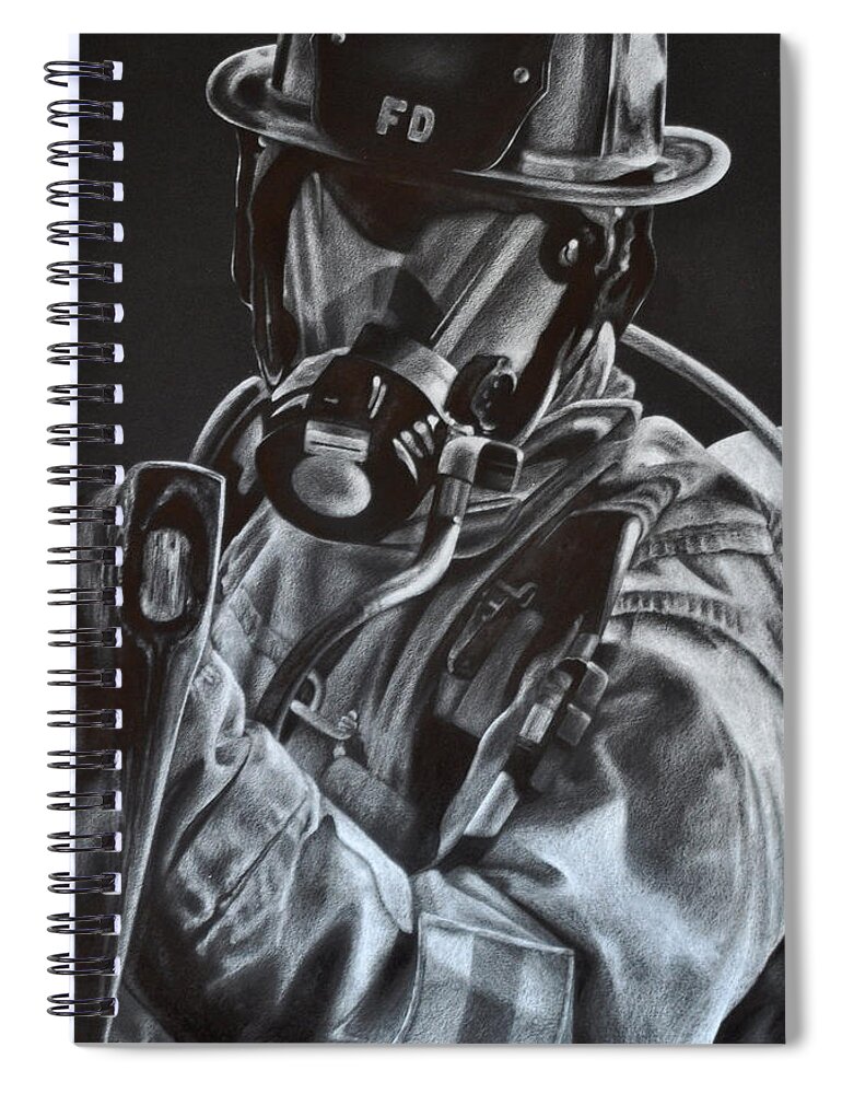 Firefighter Spiral Notebook featuring the drawing Axe by Jodi Monroe