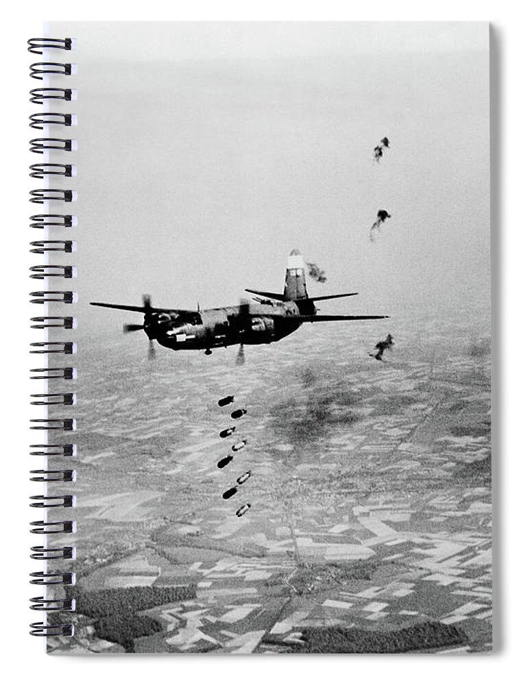 Photography Spiral Notebook featuring the photograph B-26 Martin Marauder Aircraft Dropping by Vintage Images