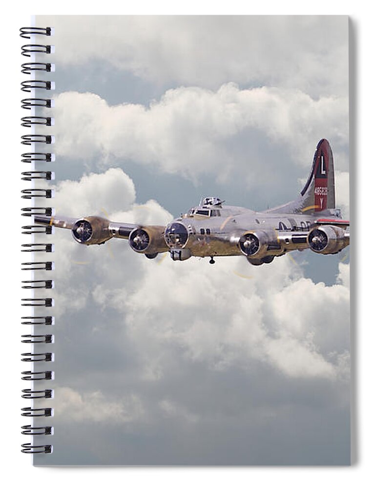 Aircraft Spiral Notebook featuring the digital art B17- Yankee Lady by Pat Speirs