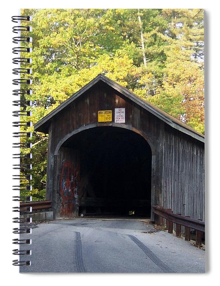 Bridges Photographs Spiral Notebook featuring the photograph Babbs Covered Bridge by Catherine Gagne