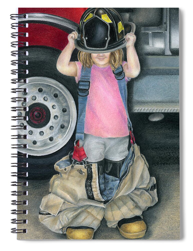 Firefighter Spiral Notebook featuring the drawing Baby Girl by Jodi Monroe