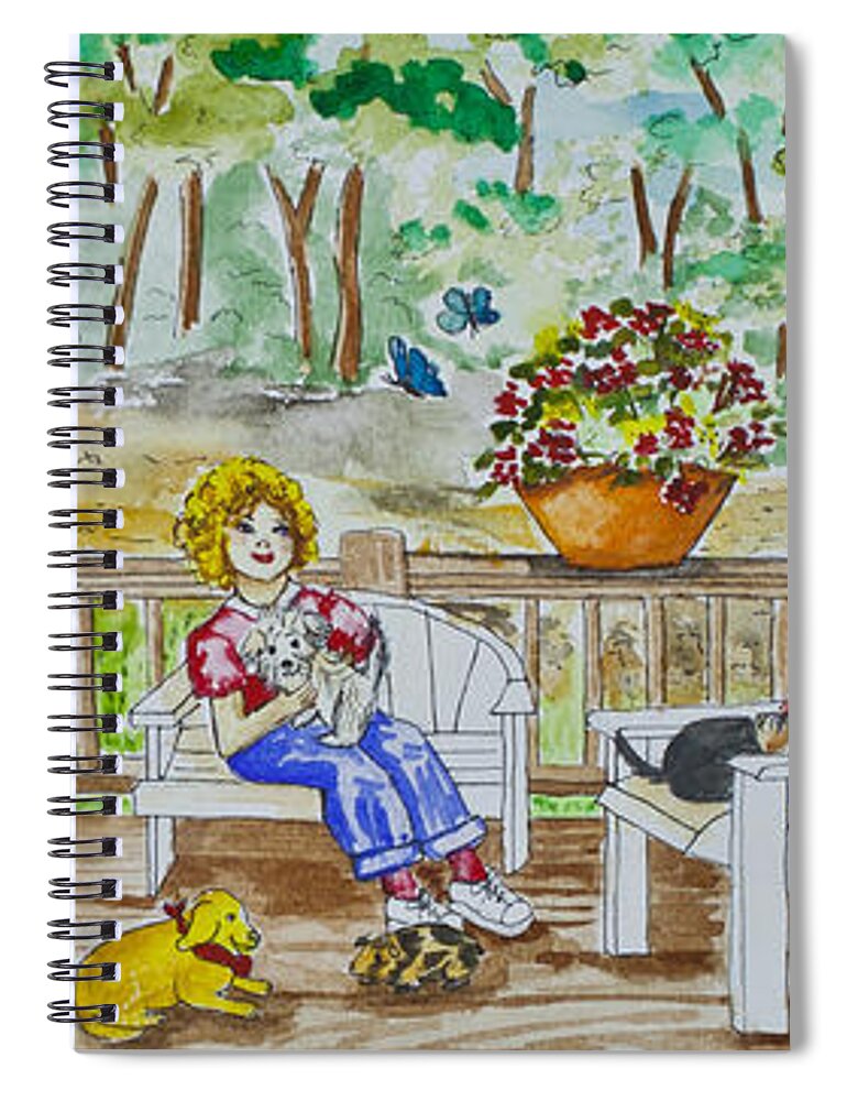 Spring Spiral Notebook featuring the painting Back Porch by Janis Lee Colon
