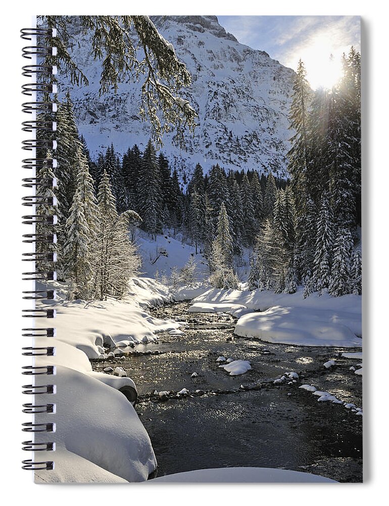 Winter Spiral Notebook featuring the photograph Baergunt valley Kleinwalsertal Austria in winter by Matthias Hauser