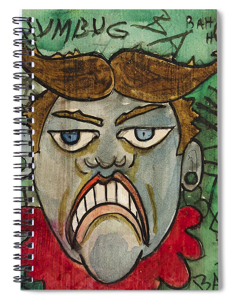 Tillie Spiral Notebook featuring the painting BahHumbug Tillie by Patricia Arroyo