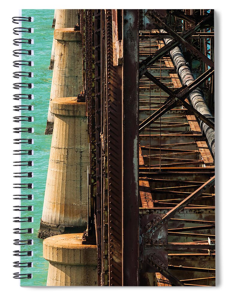 1938 Spiral Notebook featuring the photograph Bahia Honda Steel and Concrete by Ed Gleichman