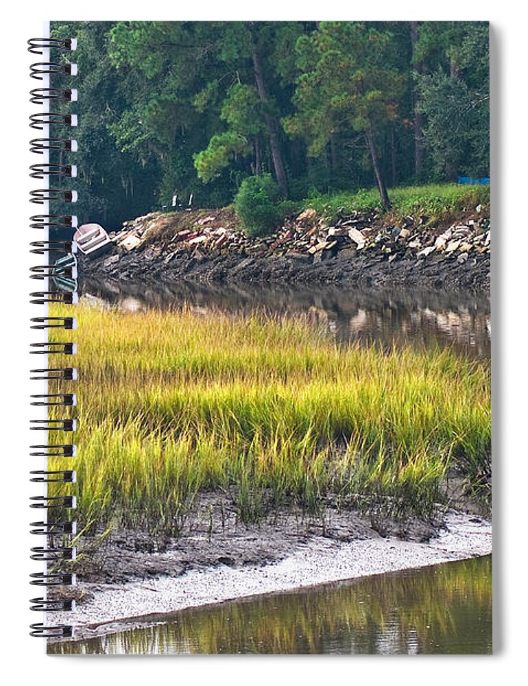 Marsh Spiral Notebook featuring the photograph Bait Shop Bluff by Scott Hansen