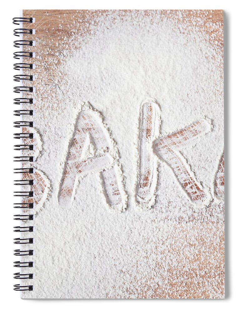 Background Spiral Notebook featuring the photograph Bake text by Tom Gowanlock