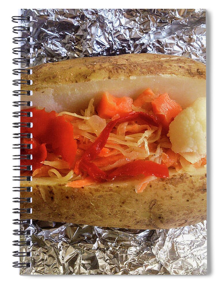 Greek Culture Spiral Notebook featuring the photograph Baked Potato With Mixed Vegetables by Steve Outram